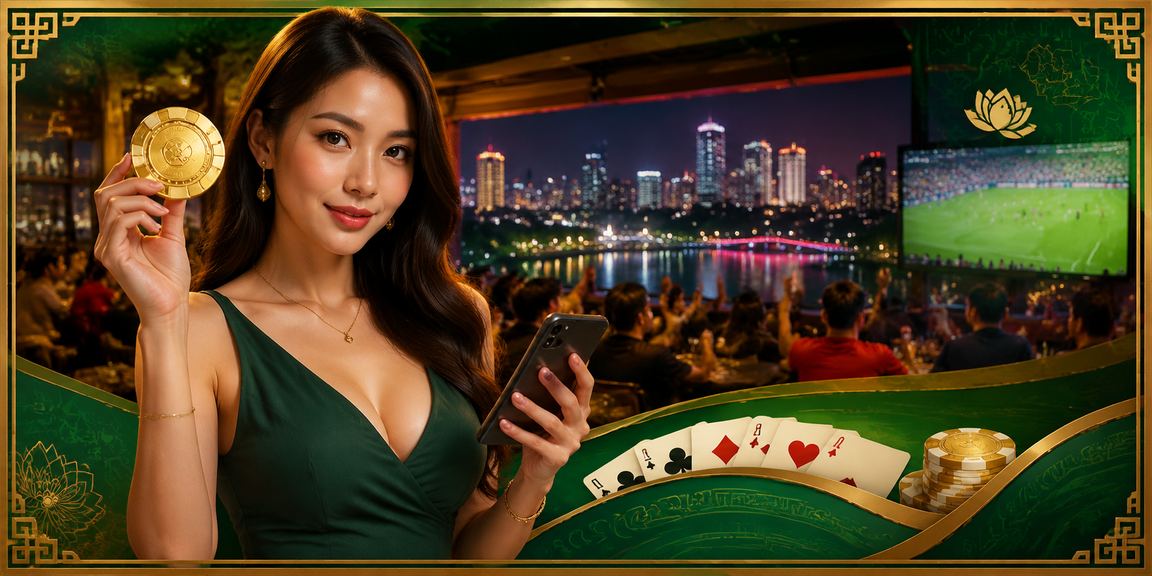 Người sử dụng thẻ thanh toán khi chơi bài tại Hà Nội trên nền đèn neon